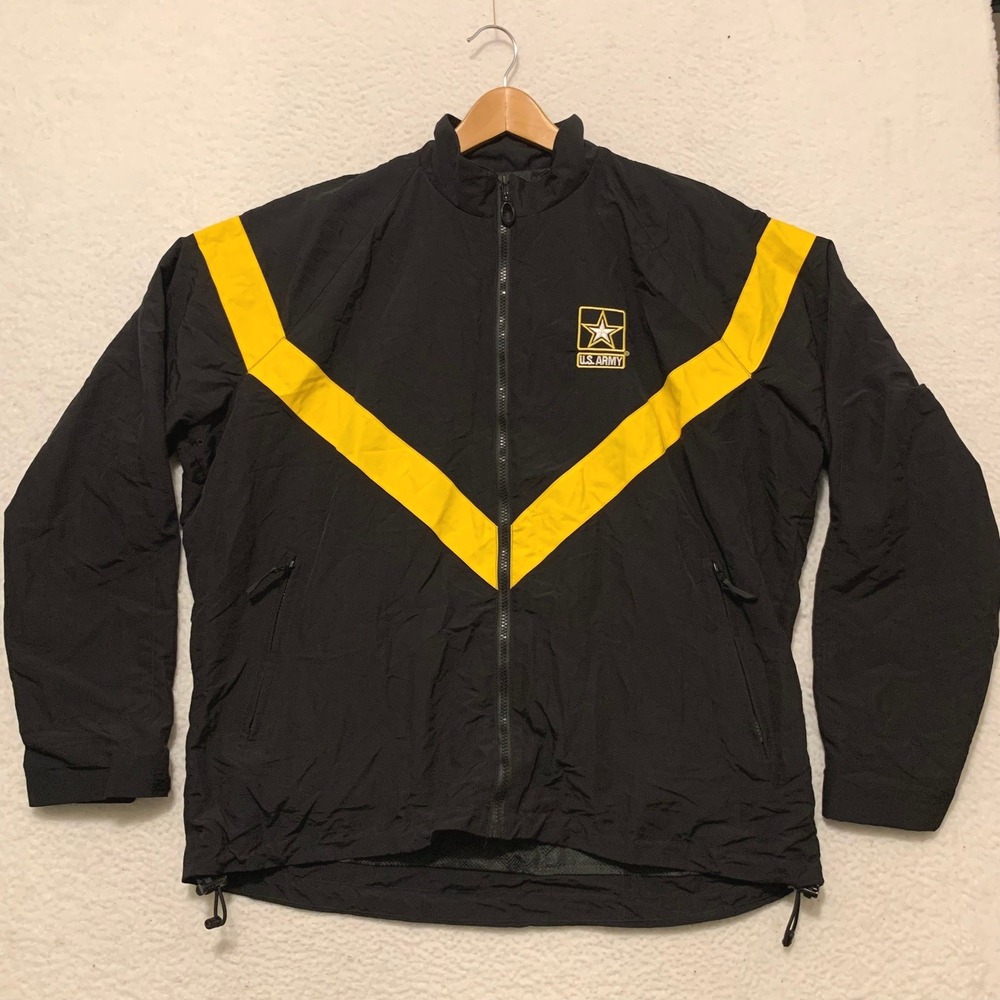 US Army APFU Physical Fitness Uniform Jacket Unisex L Regular Full Zip Black